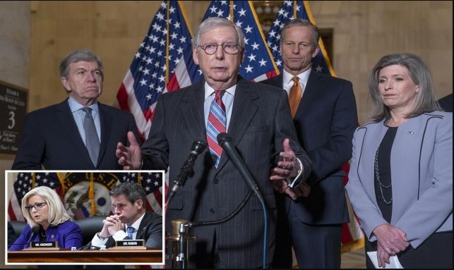 Anti-American Never-Trumper RINO Republicrats Cheney, Kinzinger and McConnell, who never met a Marxocrat Party policy they could ever condemn