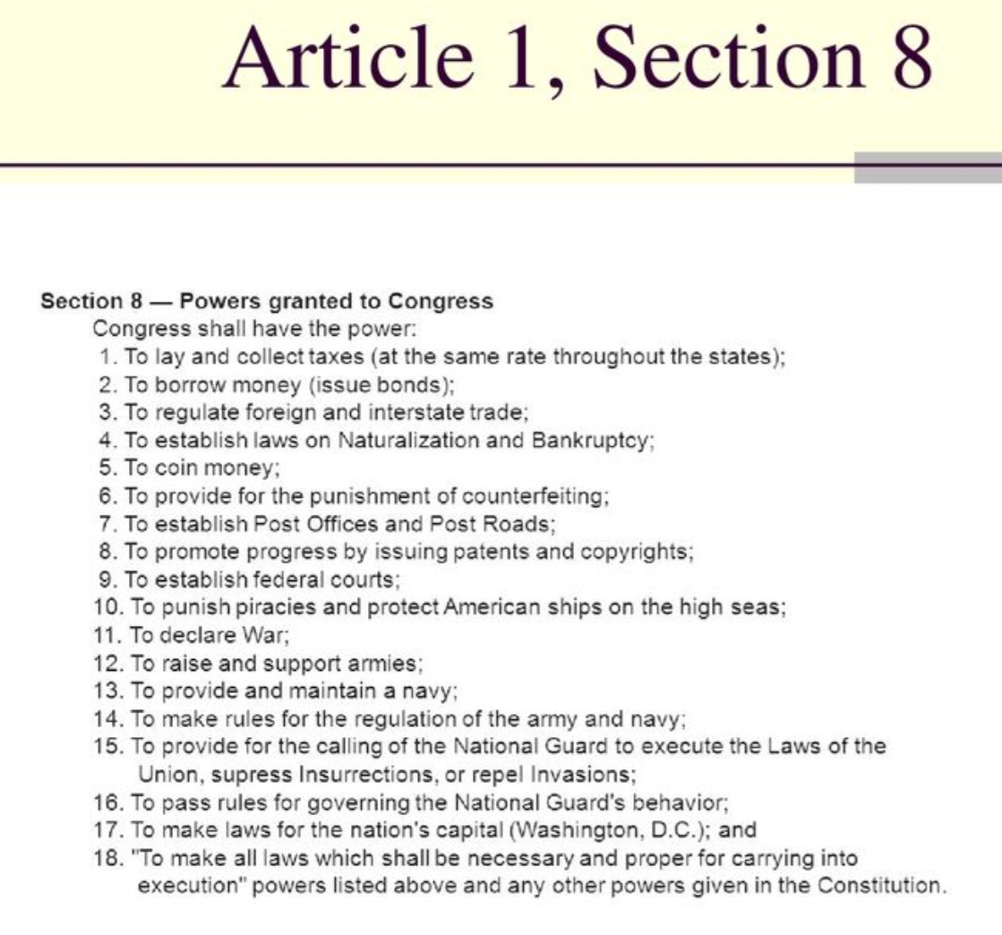 Article 1 Section 8 Article 1 Section 8