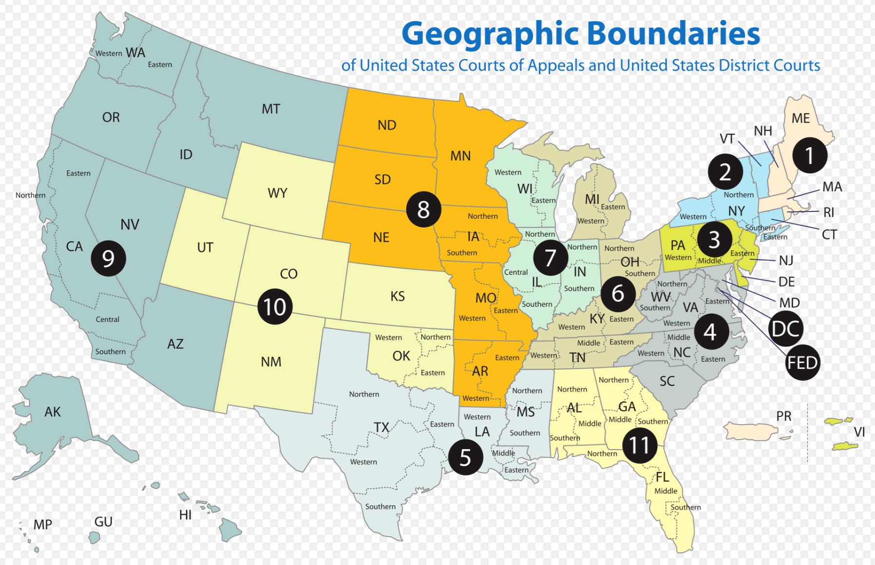 US Court Geographic Map